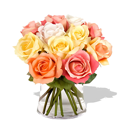 One Dozen Pastel Roses