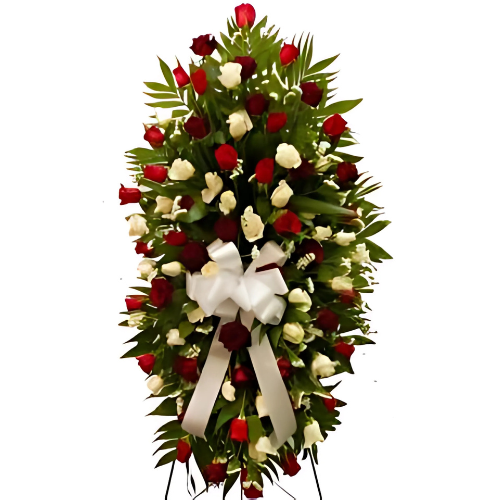 Red & White Rose Standing Spray