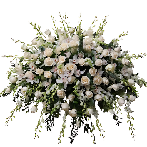 White Serenity Casket Spray